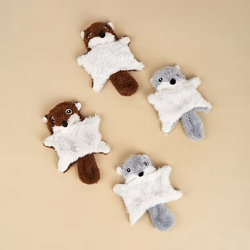 Pet Dental Chew Toy - Plush Lying down Squirrel Pet Toy