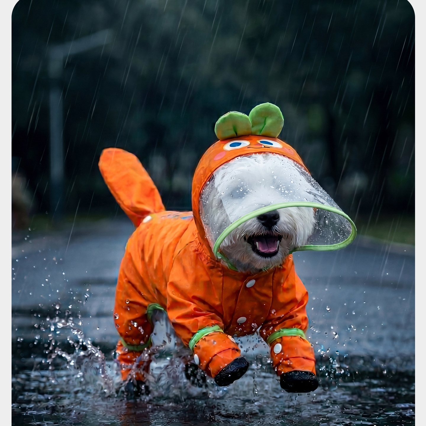 Orange Carrot Dog Raincoat Fou - Dog Raincoat 리뷰 및 가격