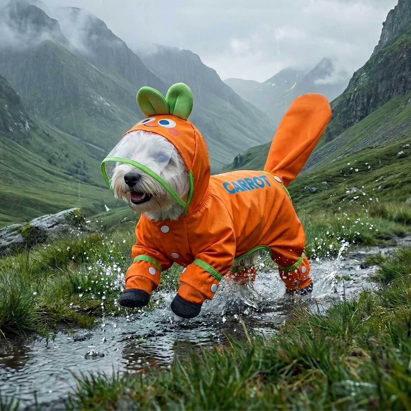 Orange Carrot Dog Raincoat Fou - Dog Raincoat 리뷰 및 가격