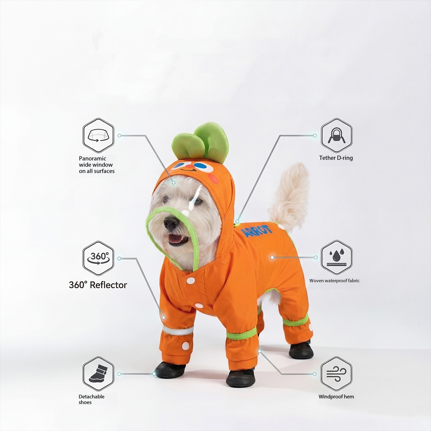 Orange Carrot Dog Raincoat Fou - Dog Raincoat 리뷰 및 가격